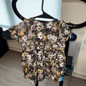 Edgehill Collection Black and Cream Floral Blouse 18 Months